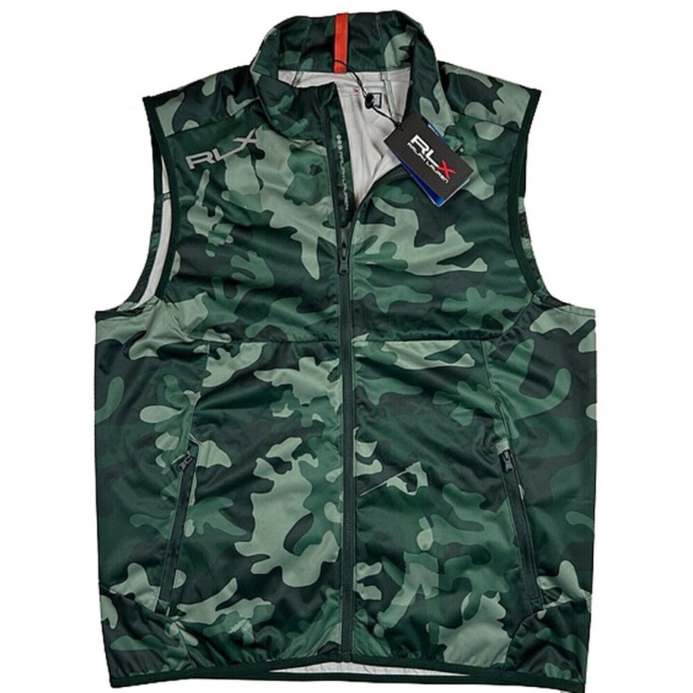 NEW $188 RLX Ralph Lauren Golf Camo Vest! M or L Green Water-Repellent Packable